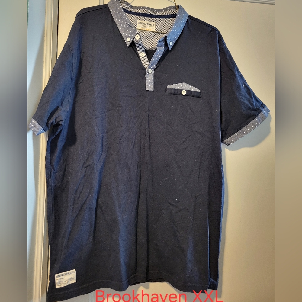 Navy Short-Sleeve Polo with Contrast Dot Trim - XXL